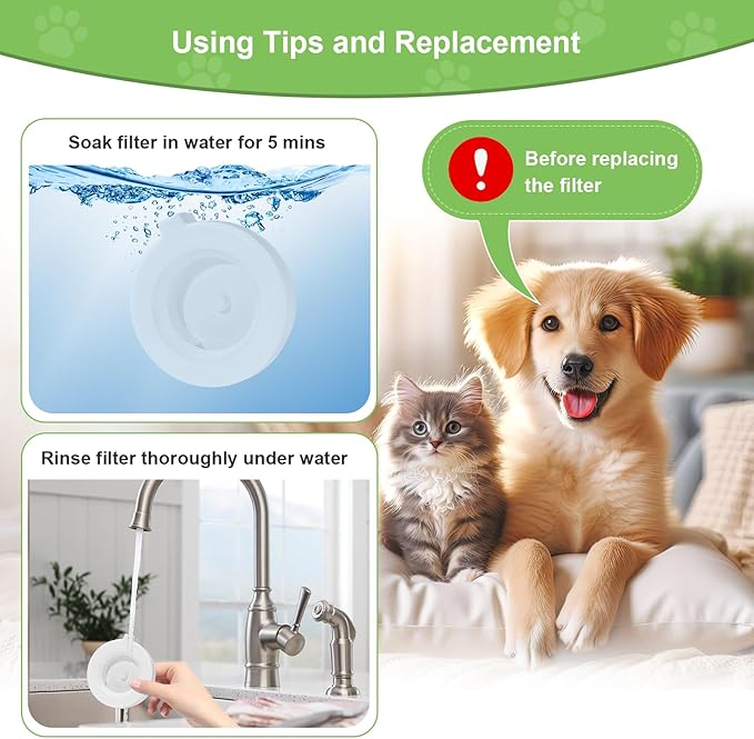 (4 Pcs) Dog Water Dispenser Filters-Triple Filtration System For 3L/3.6L/4.6L/6L/8L Gravity Pet Water Dispenser-Pet Fountain filter Replacement