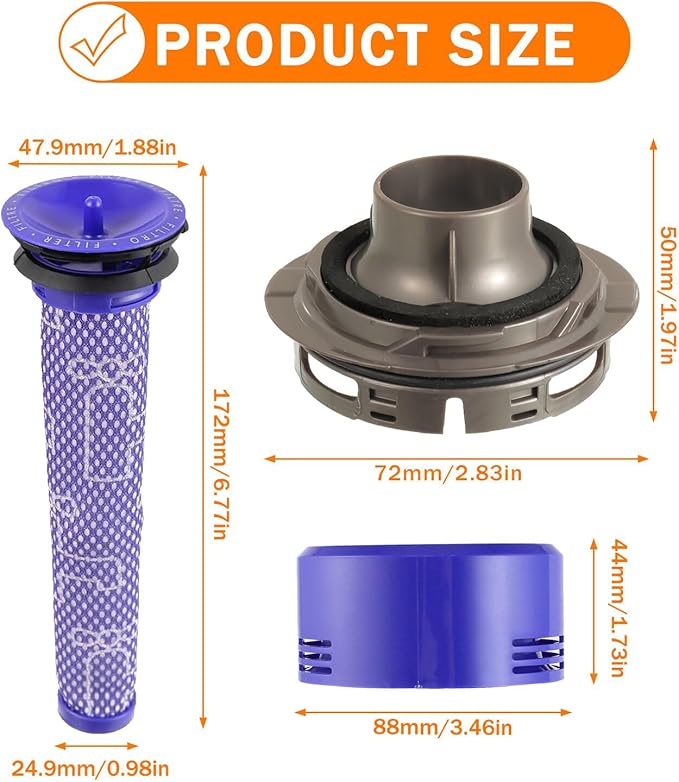 Filter Replacement & Motor Cover Compatible with Dyson V7 V8 Animal and Absolute Cordless Vacuum Cleaners