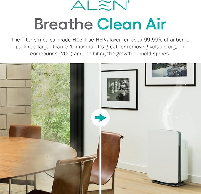 Alen Classic Replacement Air Filter for BreatheSmart Classic — True HEPA Filter to Remove Dust, Pollen and Small Particles — Air Cleaner for Allergy and Asthma Suffers — 1 Filter