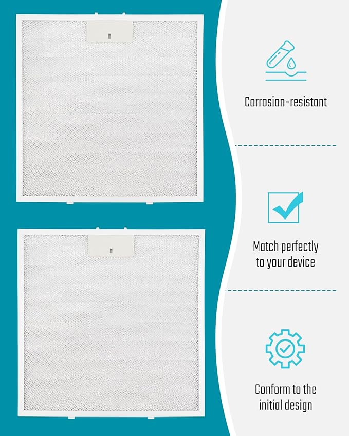 2 Pack 13.56 in. x 13.69 in. Aluminum Mesh Grease Filter Fit for Winflo Range Hood with Stainless Steel Frame Replace MSH1313