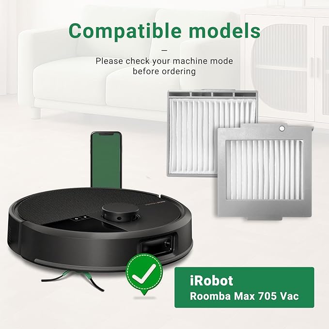 Roomba 705/504 Replacement HEPA Filter Compatible with iRobot Roomba Max 705 Vac Plus 504 Vac Robot Vacuum Cleaner Accessories Part Kit 10-Pack
