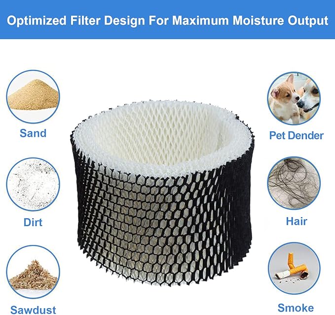 HWF62 Humidifier Replacement Filter Fit for Holmes - Letter A, Filters Compatible with Holmes, Sunbeam and Bionaire Cool Mist Humidifiers, 4-Pack