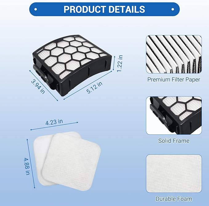 Filter Replacement for Shark LA300 LA301 LA322 LA351 LA360 LA362 Rotator Lift-Away ADV DuoClean PowerFins Upright Vacuum, 2 Hepa 4 Foam 4 Felt （NOT Compatible LA500 LA502 LA555 LA401 LA455 LA702)