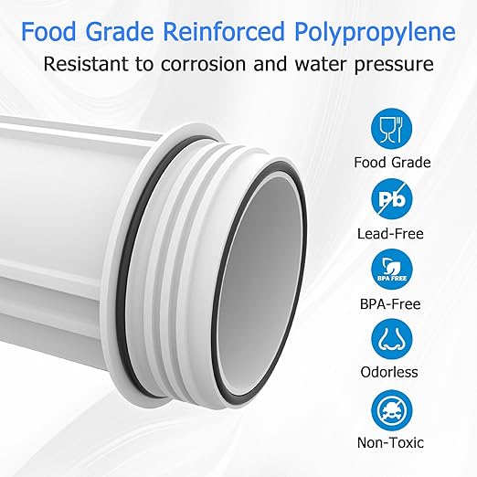 FHW10 Whole House Water Filter Housing, Fit 10"x2.5" Sediment etc Filters for Well and City Water, Pre-Filtration System for Home, 3/4" NPT Port, Pressure Release