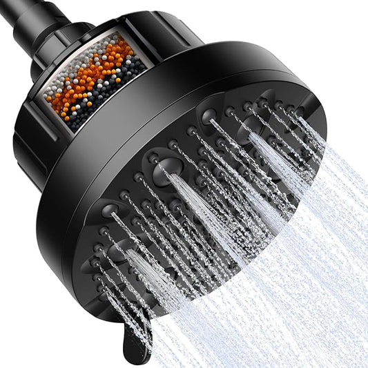 OFFO Filtered Shower Head, 20 Stage Shower Filter Head for Hard Water with Pause Mode, 9 Modes High Pressure Shower Head with Filter for Remove Chlorine and Harmful, Matte Black
