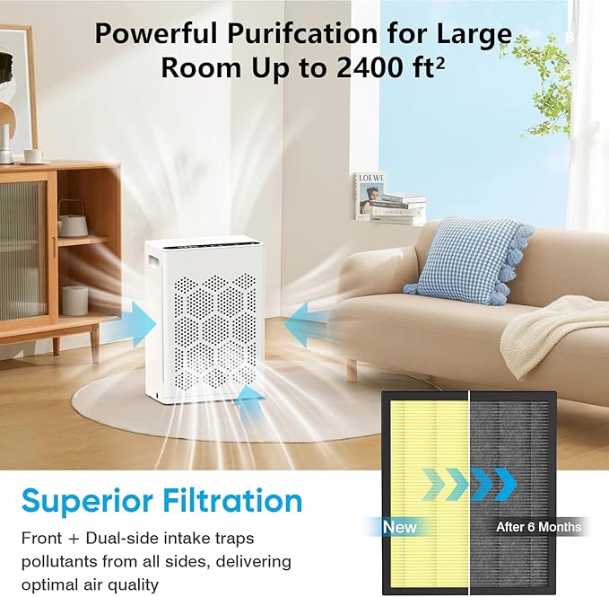 DAYETTE H14 Replacement Filter Compatible AP309/409 Air Purifiers, 4-in-1 H14 Grade True HEPA High-Efficiency Activated Carbon for Pet Dander Odor, 1 Pack