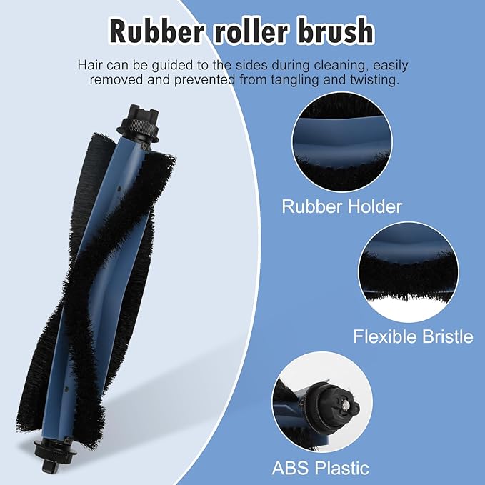 21 Pcs Accessories Kit Compatible with eufy Vacuum Omni C20, Replacement Parts include 1 Main Brush, 4 Side Brushes, 6 Dust Bags, 4 Mop Pads, 4 Washable Filters, 1 Cleaning Tool and1 Screwdriver
