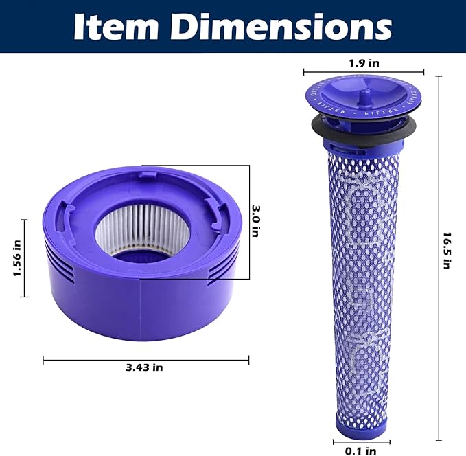 4 Pack Replacement Kit Pre & Post Motor HEPA Filters for Dyson V7 V8 SV10 SV11 Absolute Animal Motorhead Vacuum Cleaner Part # 965661-01 & 967478-01