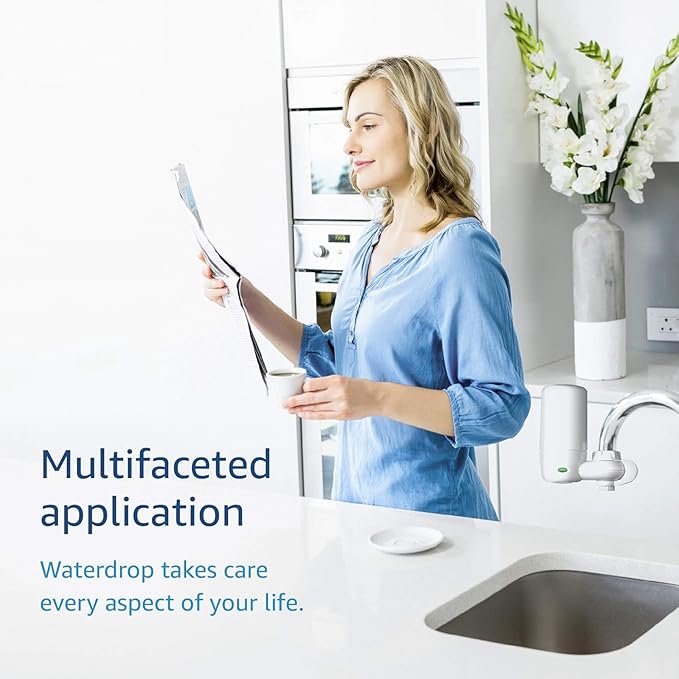 Waterdrop 7027W Faucet Water Filter, Replacement for Brita® Filter, 36311 On Tap Water Filtration System, Brita® Replacement Filters, 4-Months or 100 Gallons, White, 3 Pack