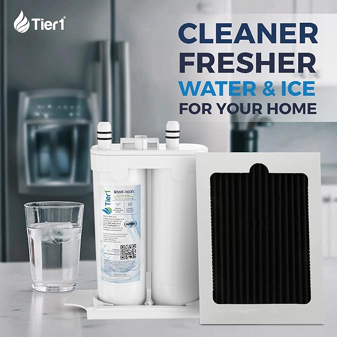 Tier1 RWF1031 WF2CB Refrigerator Water & Air Filter Combo | Replacement for PureSource2, EWF01, FC100, PAULTRA Fridge Filter - Lasts up to 6 Months | Easy Install | Odor Control | Great Tasting Water