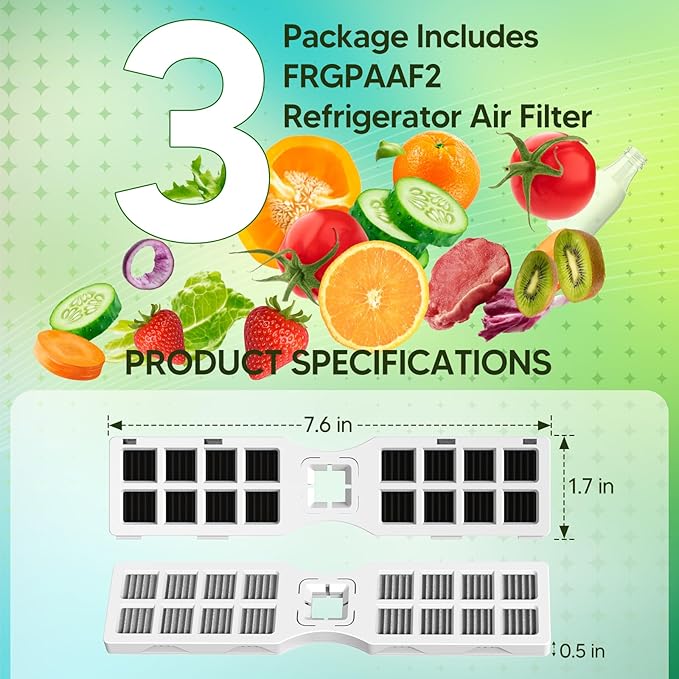 FRGPAAF2 Refrigerator Air Filter Replacement For Frigidaire FRGPAAF2 PureAir AF-2 Air Filter FRFC2323AS, FRFC232LAF, FRFC233LAF, Replaces Part 4977184 AP7194838 PS16745923 EAP16745923,3 Pack
