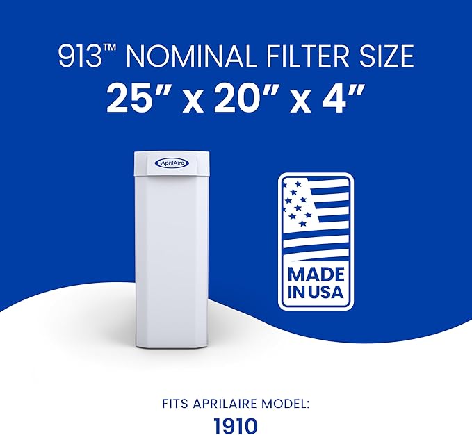 AprilAire 913 Replacement Filter for AprilAire Whole House Air Purifiers - MERV 13, Healthy Home Allergy, 25x20x4 Air Filter (Pack of 1)