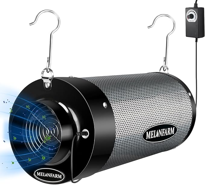 6 inch Air Carbon Filter Smelliness Control with Australia Virgin Charcoal, Built-in 14cm Fan Low Nois and Speed Controller, Smelliness Scrubber for Inline Duct Fan, Grow Tent 6" x 13.4"