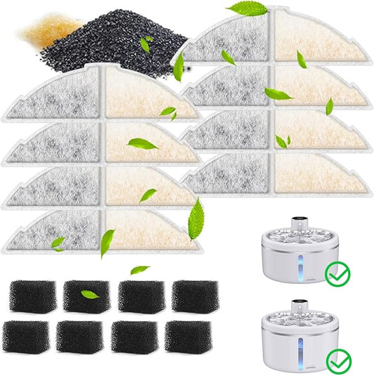 8 Pack Cat Water Fountain Filters, Cat Fountain Replacement Filters for 3L/102oz or 2.5L/84oz Cat Water Fountain, for W03B Pet Fountain