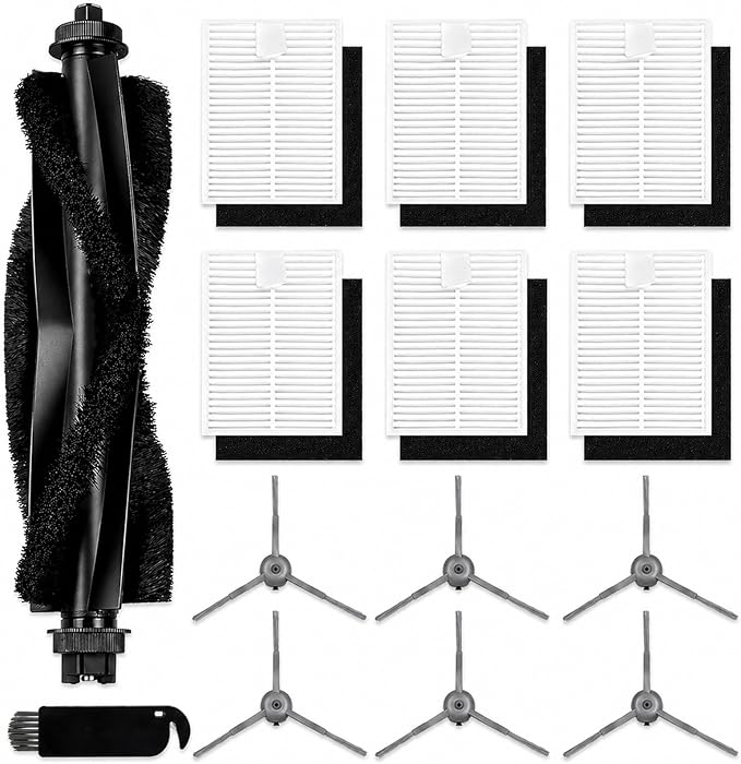 L60 L50 Parts Compatible for Eufy L50 / L60, L50 SES (4000Pa), L60 SES, L60 Hybrid SES (5000Pa), G50 Hybrid Vacuum Replacement Accessories Kit, 1 Roller Brush, 6 Filters, 6 Side Brushes, 1 Clean Tool