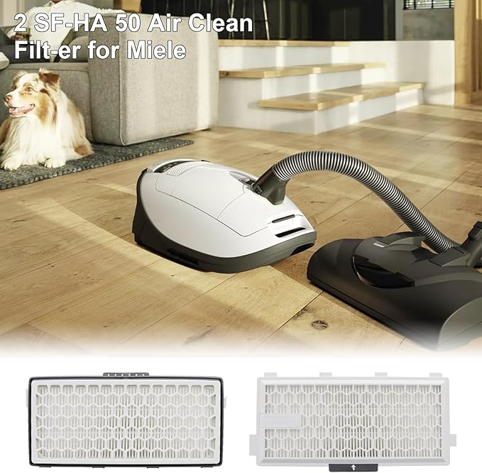 Active AirClean SF-HA50 Filter Replacement Compatible with Miele Vacuum Cleaner HA50 S4 S5 S6 S8 S8000 S8999 S6000 S6999 Series,Complete C2 C3 (2 Pack)