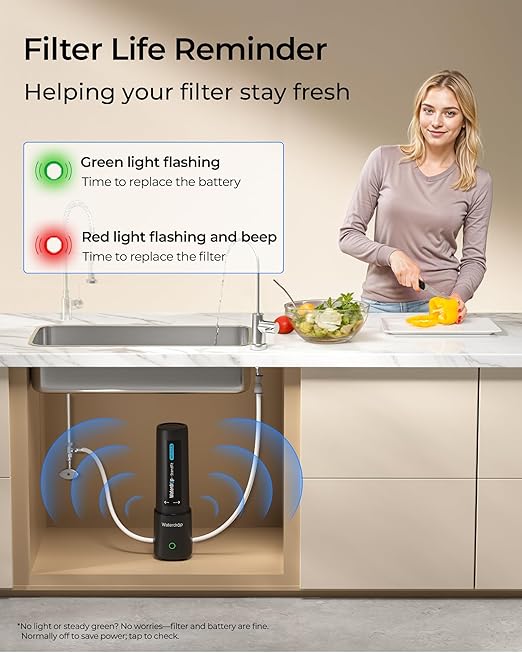 Waterdrop UL12B Under Sink Water Filter, Upgraded for 10UB, No-Drill Filter Housing (Faucet Drilling Required), with Brushed Nickel Faucet, Reduces Chlorine, Bad Taste & Odor, 1 Year (Filter: FUL12)