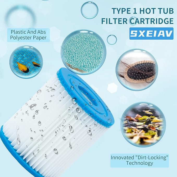 Type I Pool Filter Cartridge, Replacement Filters Cartridge for 58093, for Swimming Pool Filter RX330 Filter Pump, for 300/330 Gal/H Filter Pumps (6 Pack)