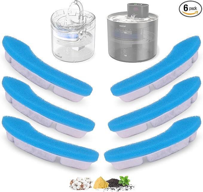 Cat Water Fountain Filter Replacement Upgrade Cat Fountain Filter Arc-Shaped Safe Washable Animal Water Fountain Filters with 4 Filtration System for HAPUP Dog Kitty Spout Cat Fountain