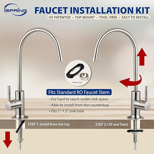 iSpring US31-NC Classic 3-Stage Under Sink Water Filtration System for Drinking, Reduces Chloramine, PFAS, Tankless Under Sink Water Filter, High Capacity Water Filter for Sink