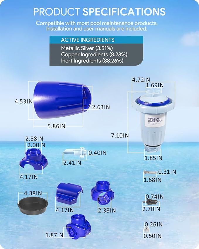 W20086 W28175 Replacement for Nature2 Express Mineral Cartridge with Vessel for Pool System, for In-Ground & Above-Ground Pools up to 30,000 Gallons, W20171, W20080, W26775