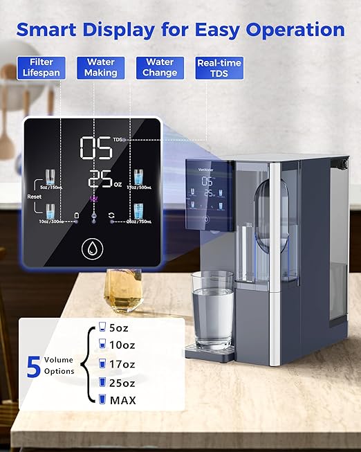 7-Stage Countertop Reverse Osmosis Water Filter System, 528 Gallons RO Water Filtration with Portable Pitcher, NSF/ANSI 372,53,42,58, Reduce TDS PFAS, 5 Volumes, 3:1 Pure to Drain CT910