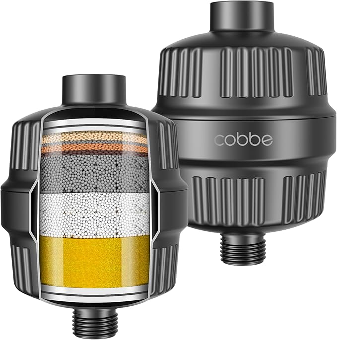 Cobbe HD HEAVY DUTY High Output Shower Filter 2 Pack – 99% REMOVAL Shower Head Filter for Hard Water, Heavy Metals, Chlorine and Harmful Substance, Improve your skin and hair - Black