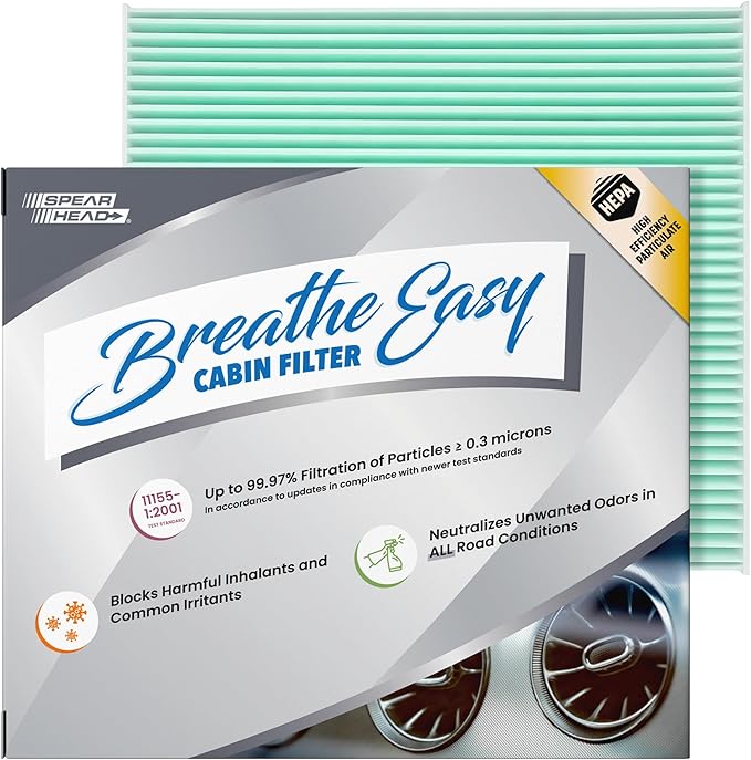 Spearhead HEPA Breathe Easy Cabin Filter, Up to 99.97% Filtration of 0.3 Micron Particles w/No Airflow Reduction (BE-671H)