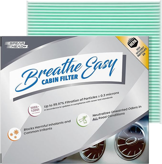 Spearhead HEPA Breathe Easy Cabin Filter, Up to 99.97% Filtration of 0.3 Micron Particles w/No Airflow Reduction (BE-671H)