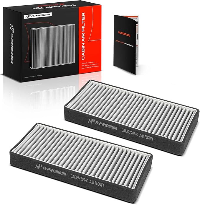 A-Premium 2-PC Cabin Air Filter with Activated Carbon Compatible with Mercedes-Benz E300, E320, E420, S350, S430, S500, S600, CL500, CL600, CL55 AMG, CL65 AMG, E55 AMG, S55 AMG, Located Under Hood