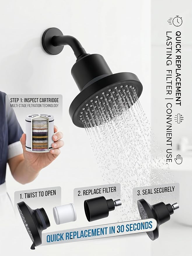 Universal Shower Filter Replacement Cartridge -Removes Chlorine, Heavy Metals, Iron, Sediments-WCQQ ShowerHead Water Filter Cartridge, Compatible with 25 Stage Filtration