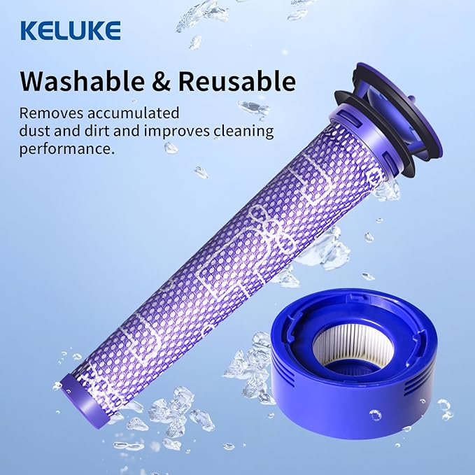 keluke Vacuum Filter Replacement Kit Compatible with Dyson V7, V8 Animal, V8 Absolute & SV10 Cordless Vacuum Cleaners, Replaces Part # 965661-01 & 967478-01 (4P)