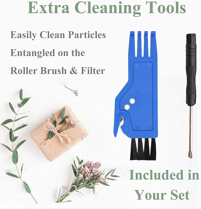 Replacement Parts Accessories Kit for Eufy RoboVac 11S, 15C, 30, 30C, 12, 35C Vacuum Filters, 10 Side Brushes, 8 Filter, 1 Pre Filter, 1 Roller Brush Guard