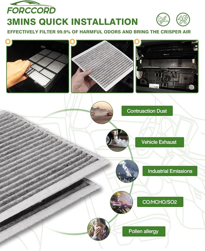 2-Pack HEPA Cabin Air Filter Fits for Legacy/Outback 05-09, Tribeca 08-14; Toyota 4Runner 03-09; Prius 01-09 Cabin Filter Replacement CF9846A Car Accessories