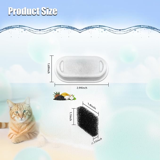 Cat Water Fountain Filter, 4 Pack Cat Fountain Filter Replacement for 108oz/3.2L & 74oz/2.2L Stainless Steel cat Water Dispenser, Pet Fountain Filters Replacement