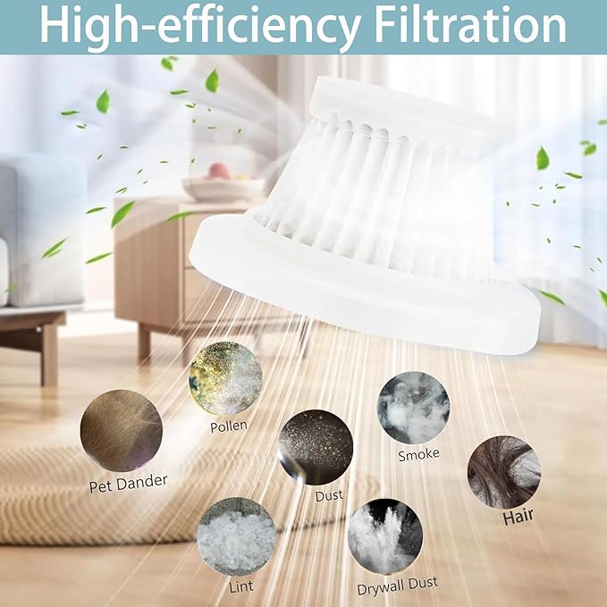 6 Pack Vacuum Filter Replacement Compatible with Vacuum Cleaner as Seen on TV, Vac Replacement Parts for Compact Cordless Vacuum Cleaner, HEPA Replacement Vacuum Filter White
