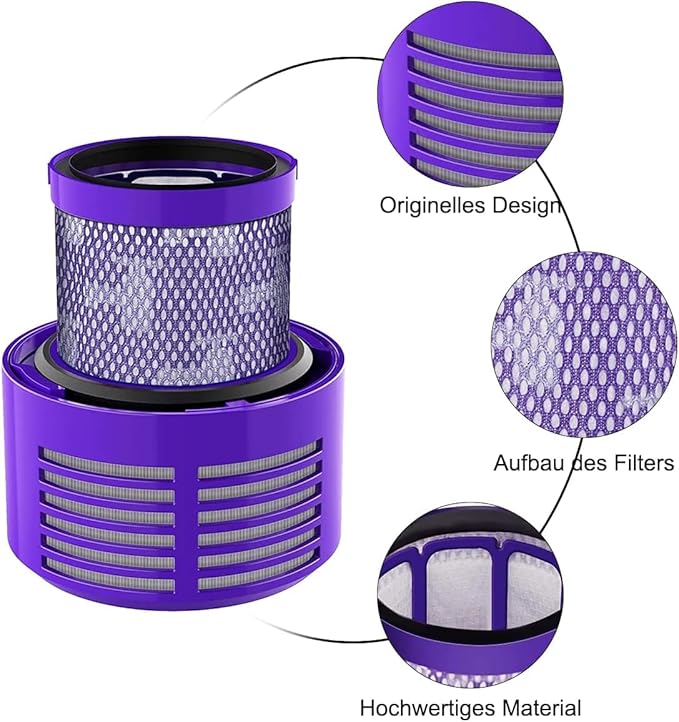 4 PACK HEPA Replacement V10 Filters Compatible with Dyson Cyclone V10 series, V10 Absolute, V10 Animal, V10 Total Clean, V10 Motorhead, SV12, Part No. 969082-01, Washable and Reusable