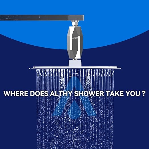 ALTHY Vitamin C Revitalizing Shower Head Water Filter - Reduces Chlorine, Heavy Metal & Softens Hard Water- Prevent Dry Itchy Skin, Hair Loss, Dandruff - Chrome (Includes 4 Filters)