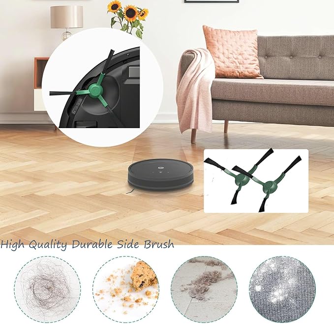 14 Pack Accessories Kit for iRobot Roomba Essential Series Q052-Vac2 105 Q0120 Y0140 Y0110 Q011 Robot Vacuum Cleaner,2 Roller Brush＆8 Side Brushes＆4 Hepa Filters (14 Packs)