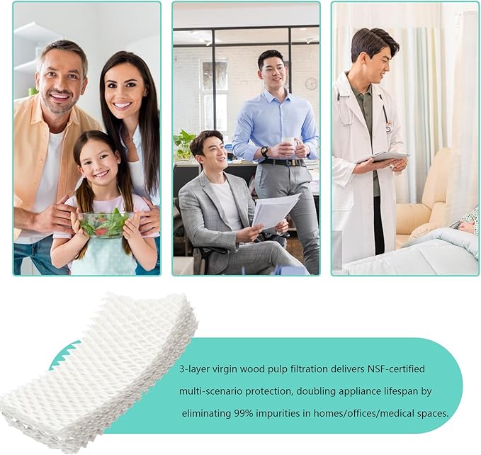 4 Pack Replacement WF813 Humidifier Filters, Compatible with Equate EQWF813 PCWF813 Relion RCM832 RCM-832N Protec RWF813 EQ-2119-UL PCCM-832N Cool Mist Humidifiers Wick Filter