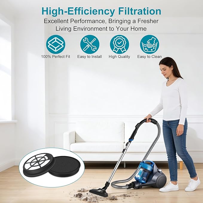4 Pack NEN110A/NEN110B/NEN110D Vacuum Filter for Eureka, Compatible with Eureka WhirlWind Bagless Canister Vacuum Cleaner, Inlet Frame and Sponge Filter