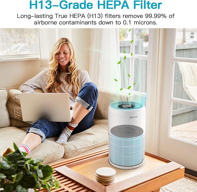 AIRTOK Air Purifier AP0601 Replacement Filters, 4-IN-1 High-efficiency HEPA Filter. (4 Pack）