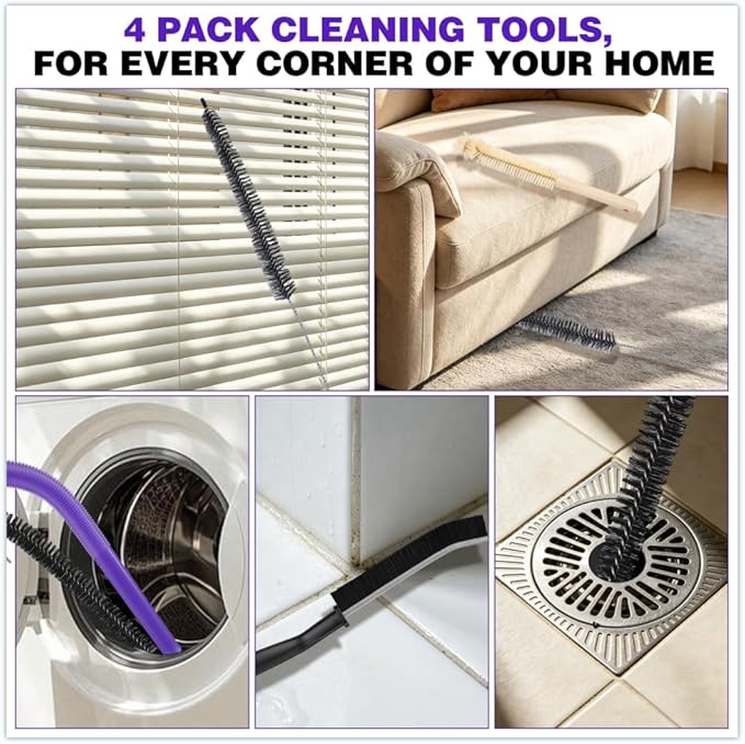 Lovepea Dryer Vent Cleaner Kit for Dyson V15 V12 V11 V10 V9 V8 V7, Hose Attachment Flexible Crevice Drum Lint Brush Trap Cleaning Tool Kit, 4 Piece
