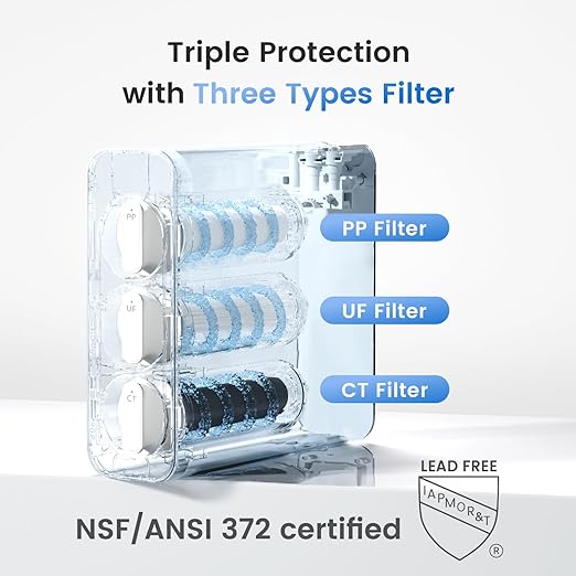 Waterdrop TSU-WB 0.01μm Ultra-Filtration Under Sink Water Filter System, 3-Stage Tankless Undersink Water Filtration with Faucet, Smart Panel, Does not Lower TDS (𝙉𝙊𝙏 𝙍𝙊), Drilling Required