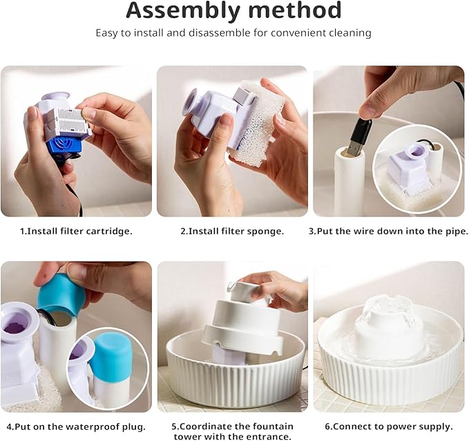 Ceramic Cat Water Fountain, 2.1L/71oz Cupcake Pet Water Fountain for Cats and Dogs, Automatic Pet Drinking Fountain,Double Filtration System, Easy to Clean, 360°Drinking Water(Gradient Purple)