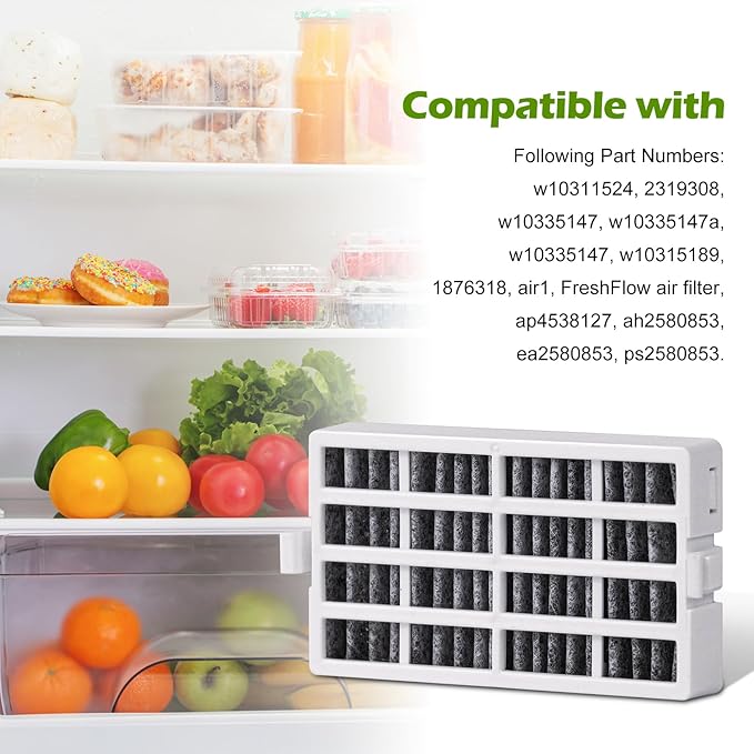 Refrigerator Air Filter Replacement for Whirlpool W10311524, Kitchenaid Refrigerator Air Filter and Jenn-Air FreshFlow Air Filter Replace, Effective Filtration with Activated Carbon Filter