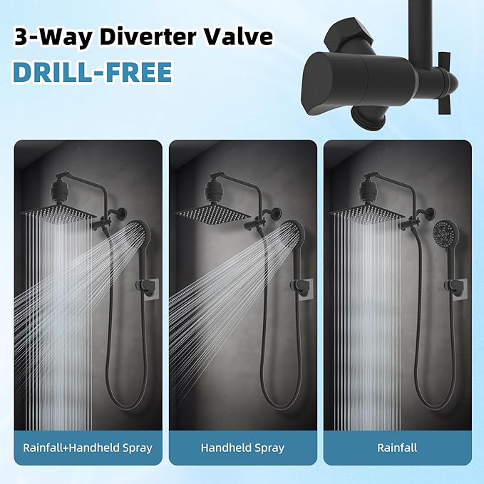 Filtered Shower Head, 10" High Pressure 10-Spray Handheld/Rainfall Shower Head Combo with 20 Stage Shower Filter, 11" Shower Extension Arm, 71" Hose, Shower Head Holder, Oil Rubbed Bronze