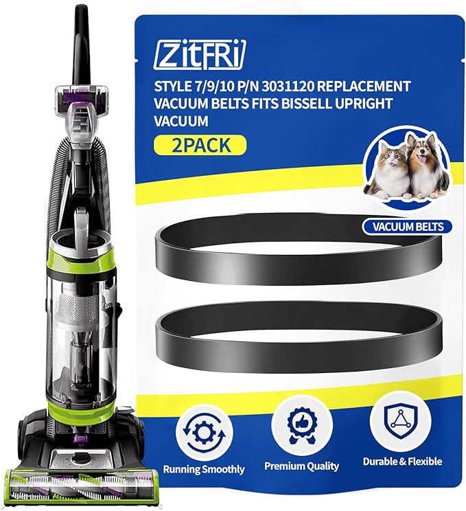 Style 7/9/10 P/N 3031120 Replacement Belt For Bissell Vacuum,Vacuum Belt Fit Bissell Powerforce Helix Powerlifter Cleanview Swivel Rewind Pet Vacuum Cleaner Replace Parts 2031093 32074 3031123 2-Pack