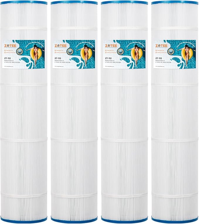 ZOTEE PCC130-PAK4 Pool Filter Cartridge Replaces Clean and Clear Plus 520, C-7472, Darlly 71252,FC-1978, 817-0143, PLFPCC130, 32-1/16" x 7" Pool Filter, 4 Pack (1008)