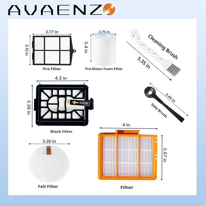 Replacement Parts Compatible with Shark AI AV2511AE AV2501S AV2501AE RV2502AE RV2520AOUS AV2510AOUS RV2610WA AV2610WA Accessories Kit with Main Brush Cover,Filters,Primary Filter,Side Brushes